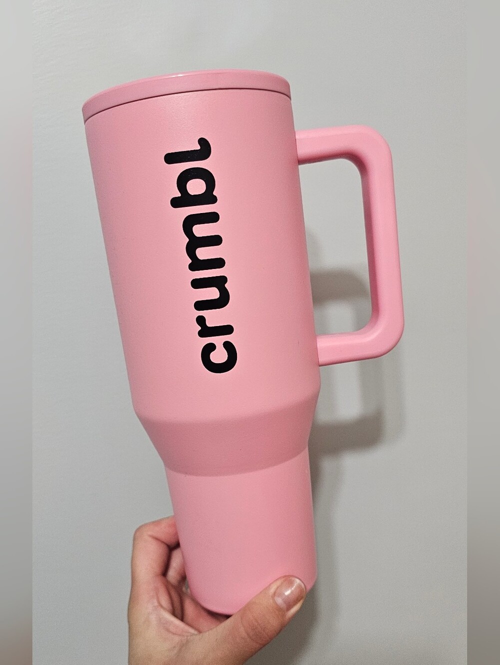 Crumb1 Pink Insulated Travel Mug with Handle